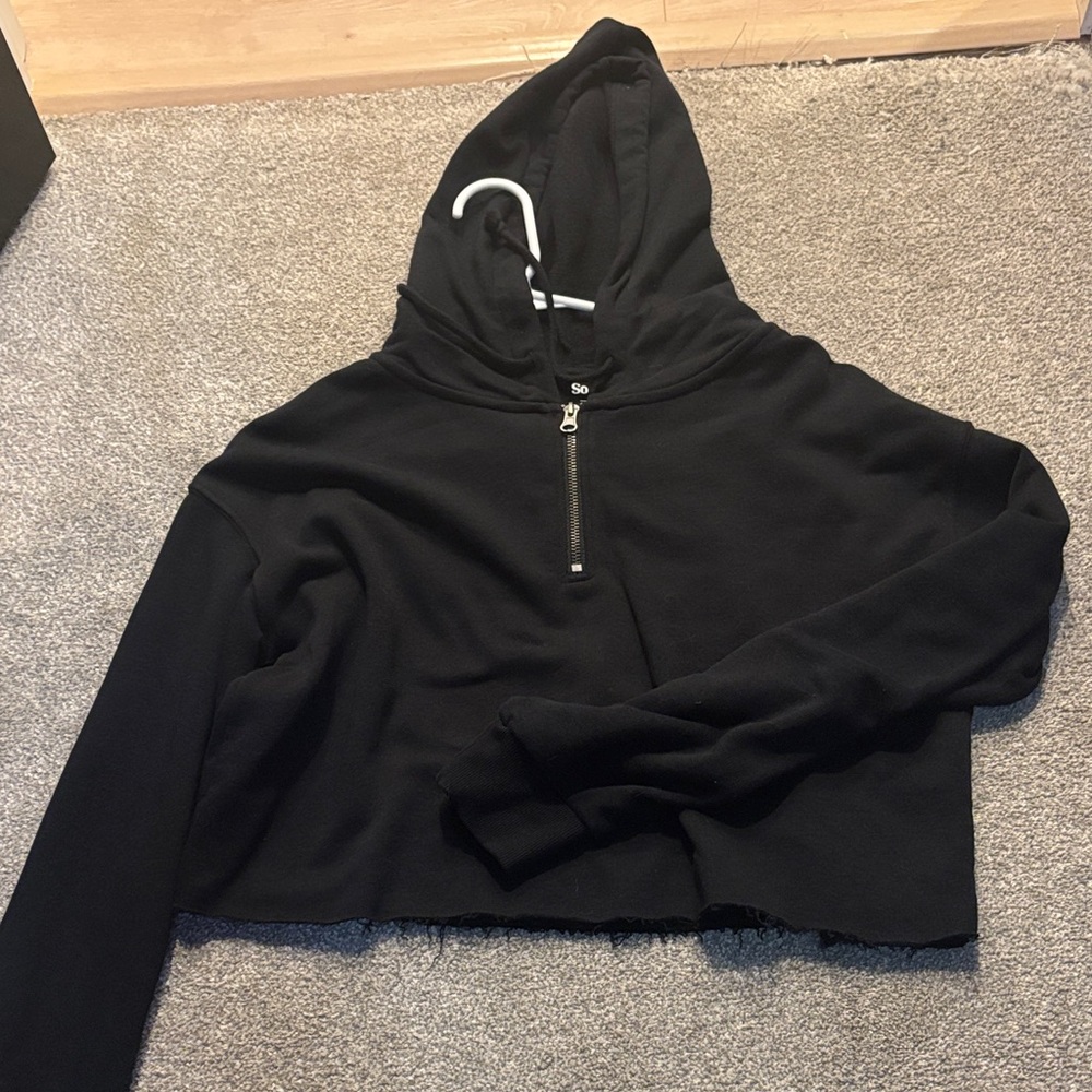 Black Cropped Hoodie